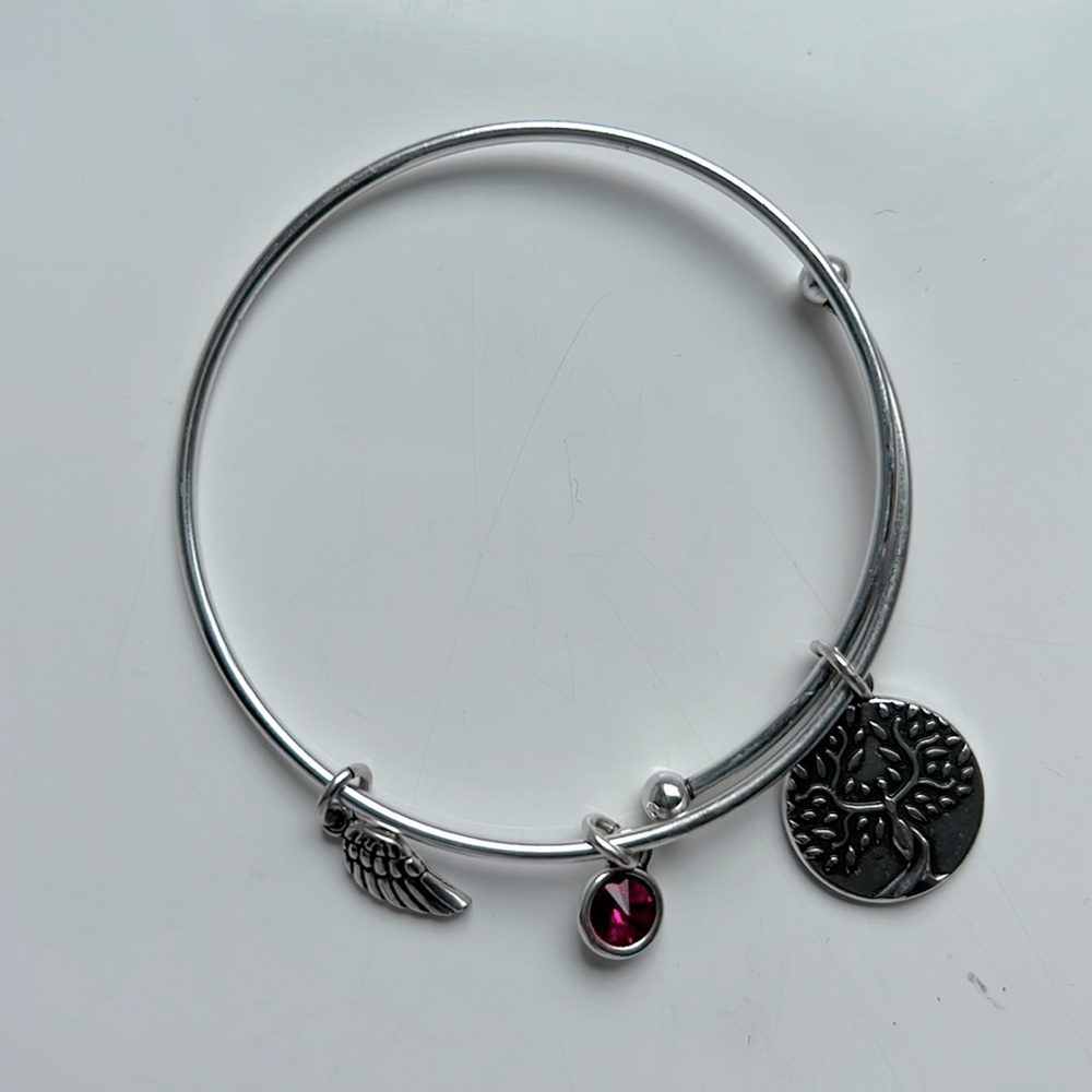 EARTH ANGEL Adjustable Silver Bangle Bracelet